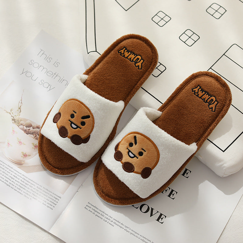 Cute Cartoon Kpop Girls Open Toe Slippers