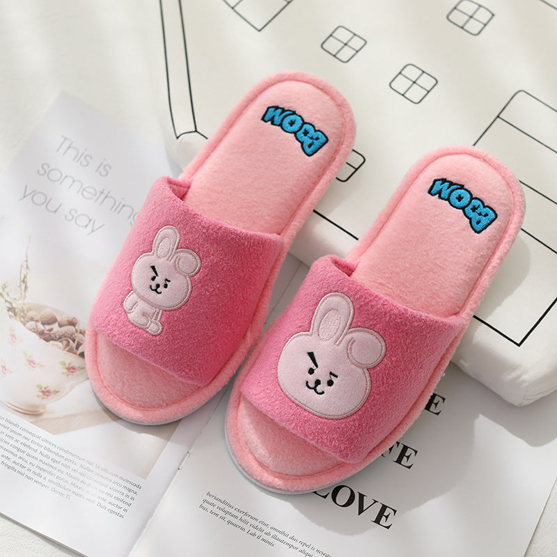 Cute Cartoon Kpop Girls Open Toe Slippers