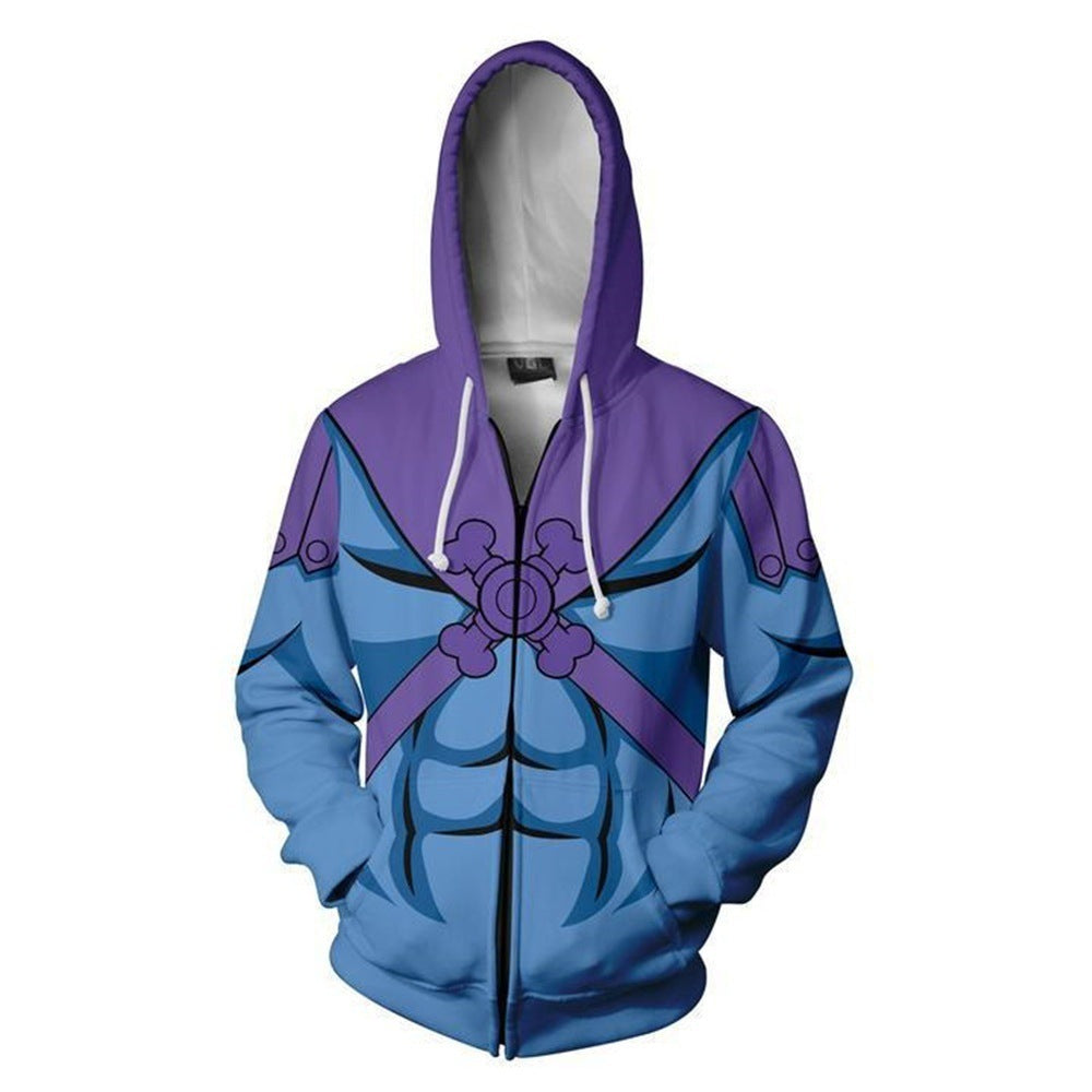 Unisex Anime Digital Print Zipper Cosplay Hoodie