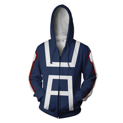 Unisex Anime Digital Print Zip Up Hoodie