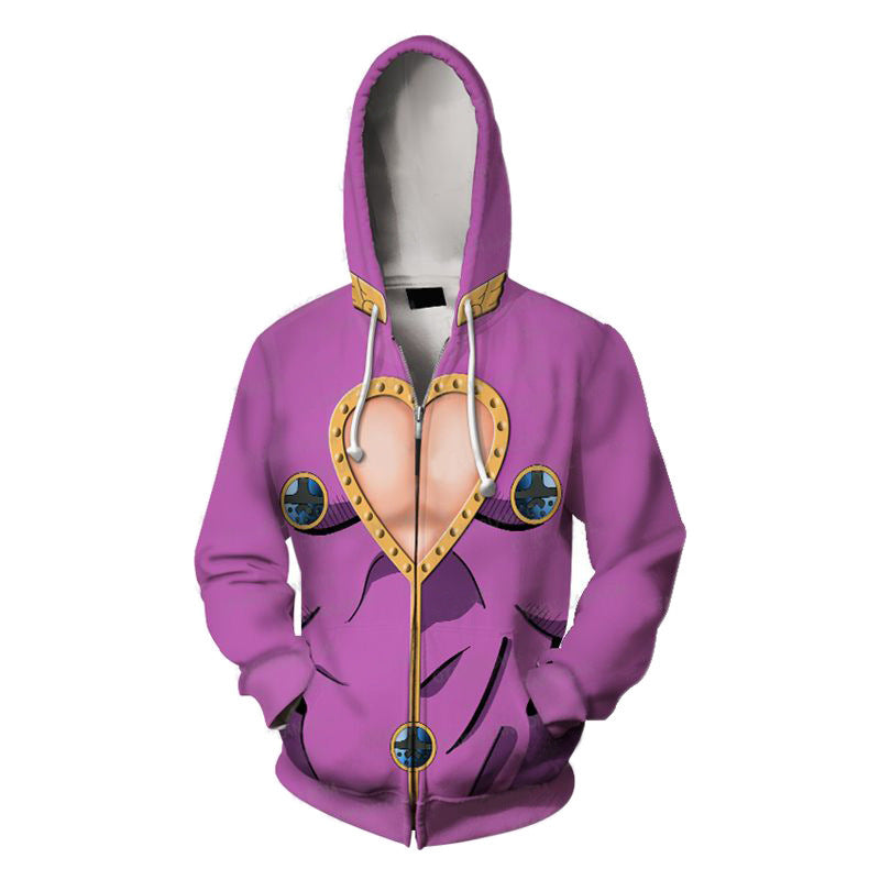 Unisex JOJO 3D Printed Cosplay Zipper Hoodie