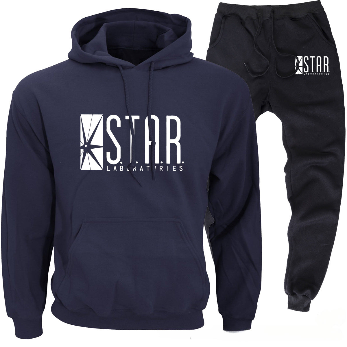 Casual Sports Star Laboratories Letter Print Hoodie and Pants Co-ords