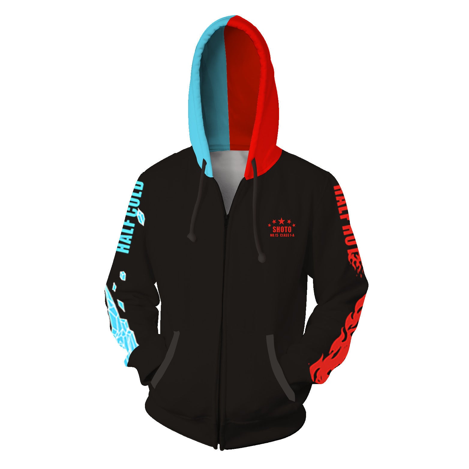 Unisex Trendy Digital Print Zip Up Cosplay Hoodie