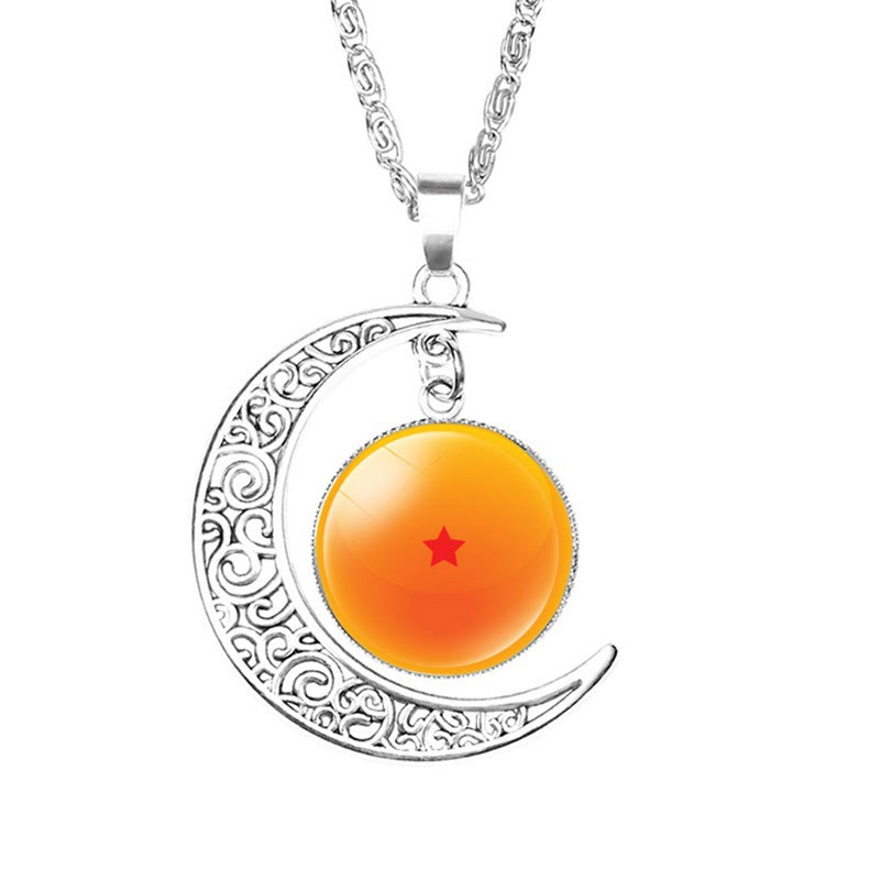 Classic Anime Gem Moon Pendant Necklace