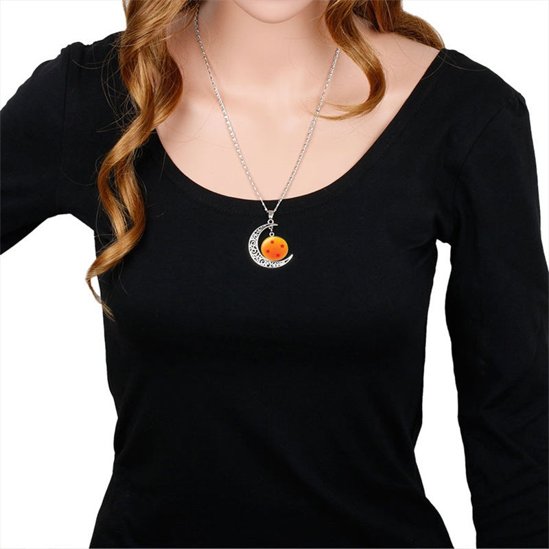 Classic Anime Gem Moon Pendant Necklace