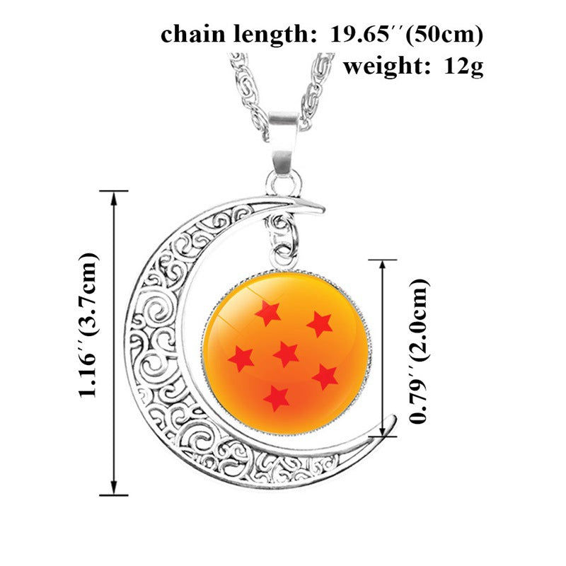 Classic Anime Gem Moon Pendant Necklace