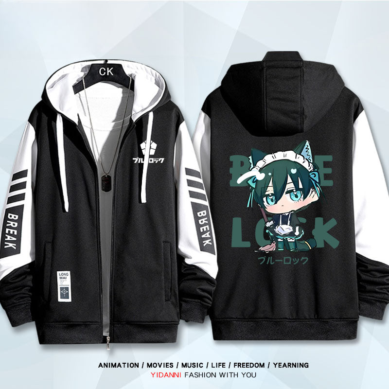 Unisex Anime Print Zipper Loose Hoodie