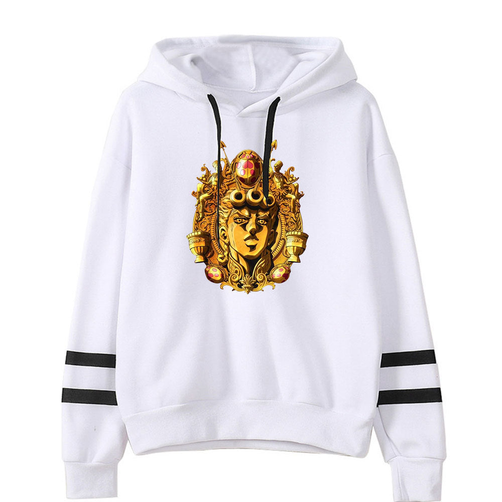 Trendy JOJO Anime Printed Striped Casual Hoodie