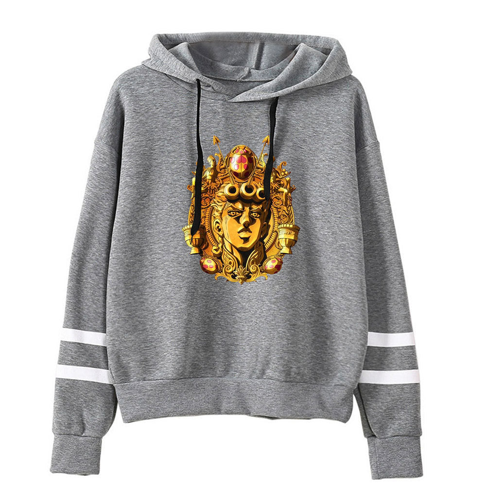 Trendy JOJO Anime Printed Striped Casual Hoodie