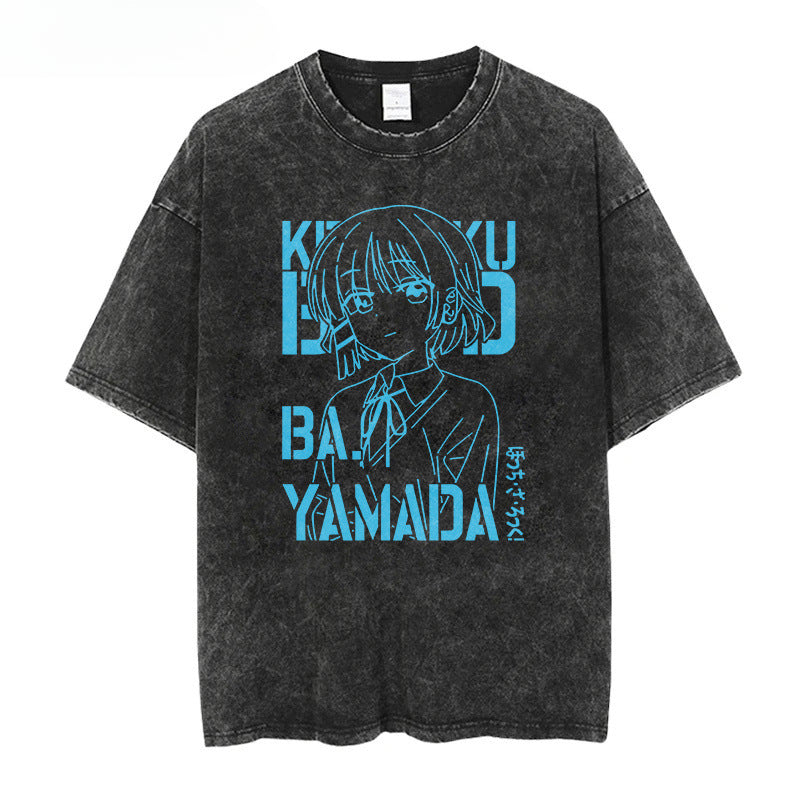 Vintage Anime Washed Short-sleeved T-shirt