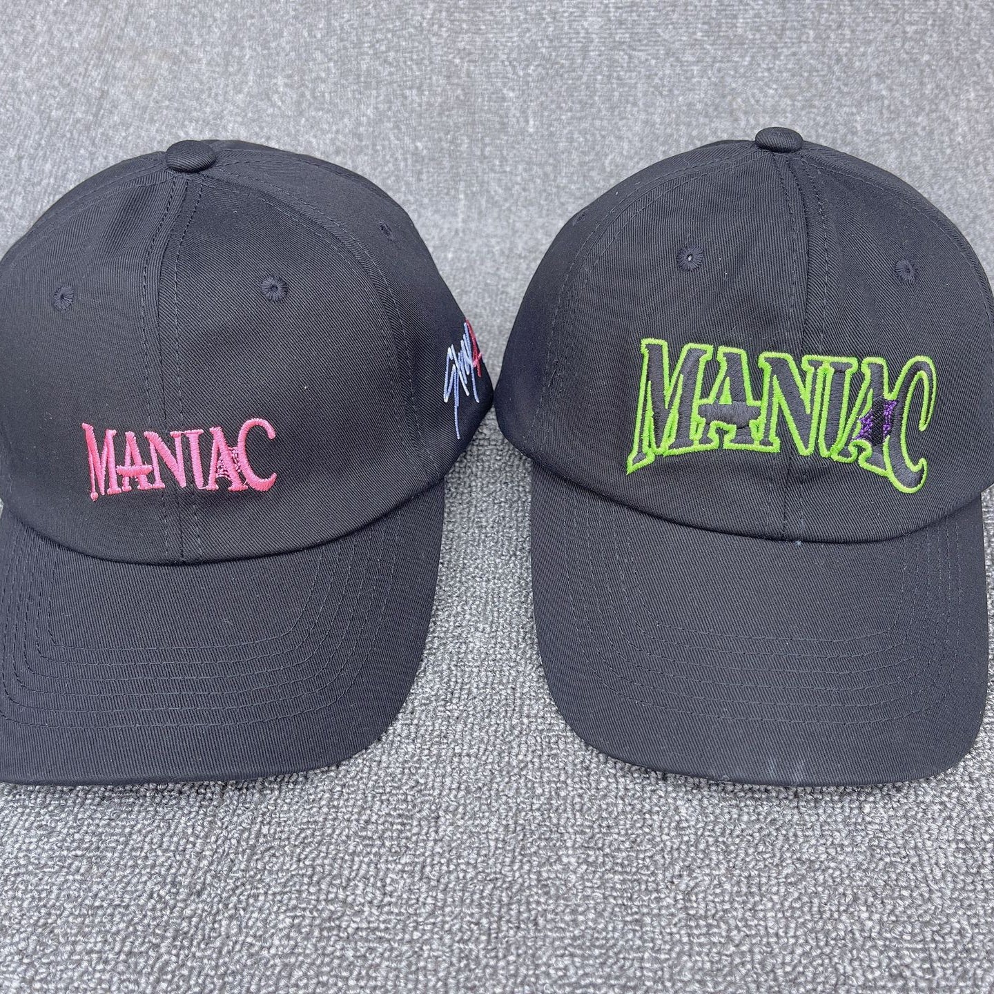 Chic MANIAC Letter Embroidered Black Hat