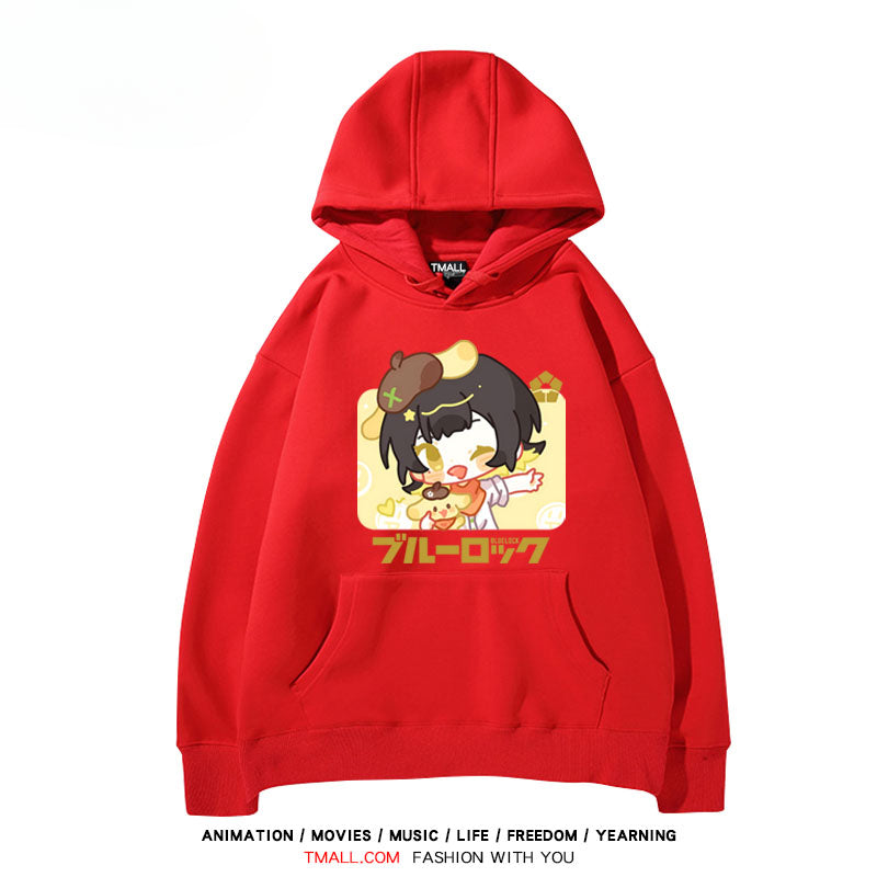 Cute Anime Printed Drawstring Hoodie