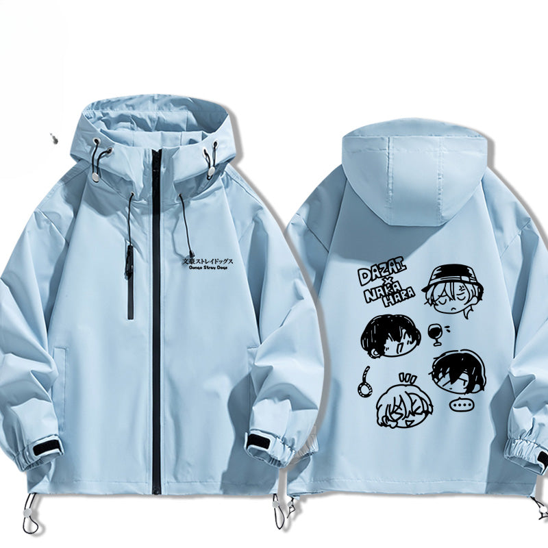 Casual Anime Graphic Print Zipper Hooded Jacket