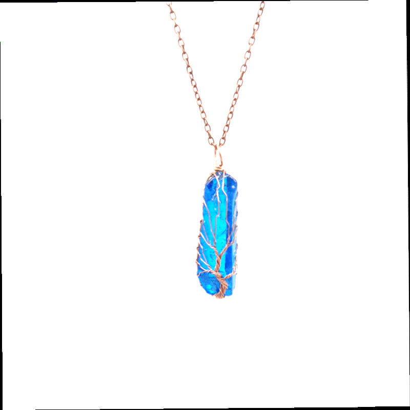 Colorful Crystal Stone Tree of Life Necklace