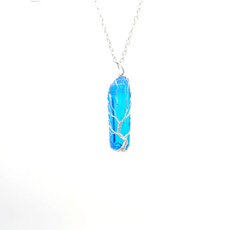 Colorful Crystal Stone Tree of Life Necklace