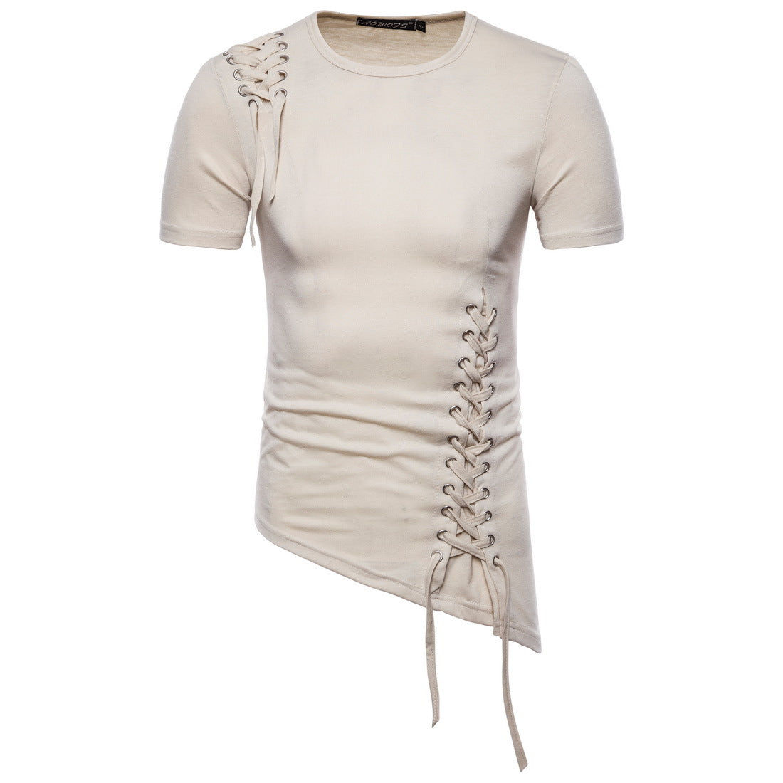 Men's Slim Irregular Braided Short-sleeved T-shirt