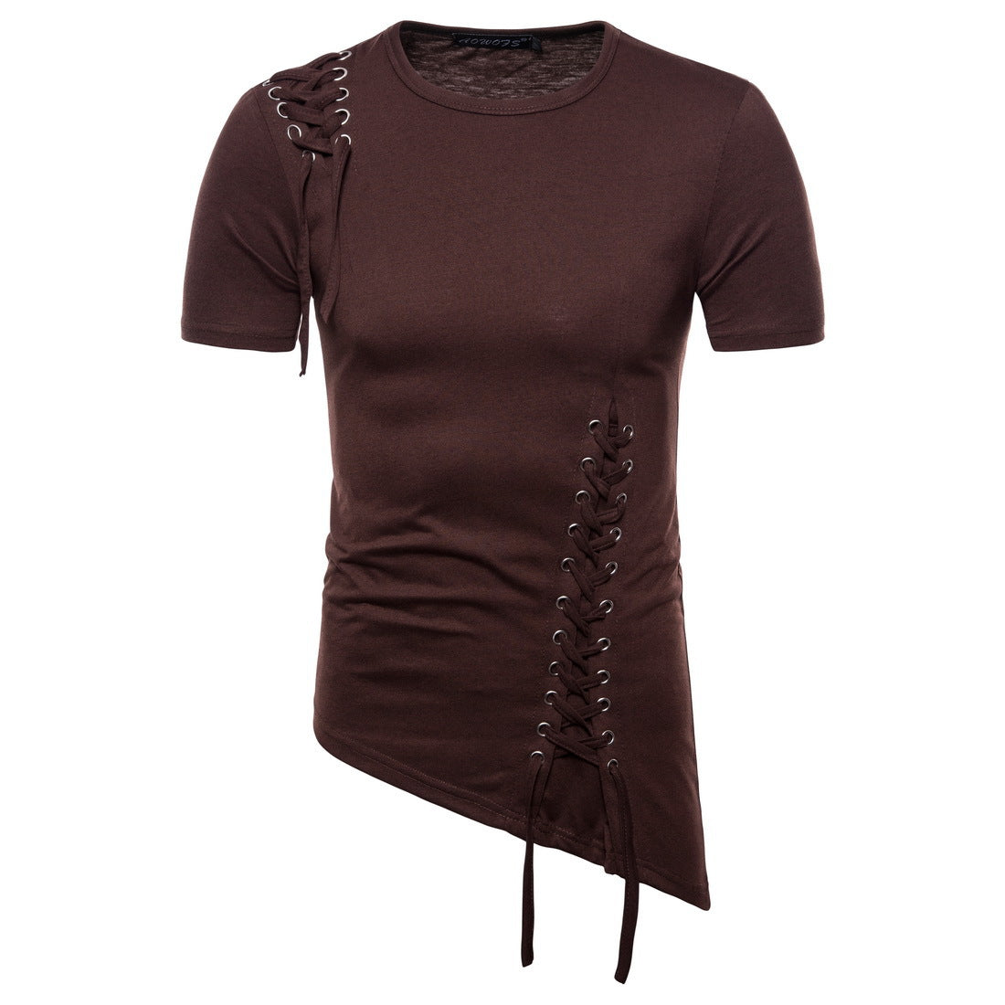 Men's Slim Irregular Braided Short-sleeved T-shirt