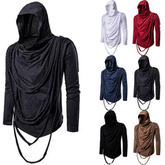 Men's Long-sleeved Hooded Pullover T-shirt