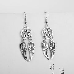 Creative Pentagram Wings Earrings