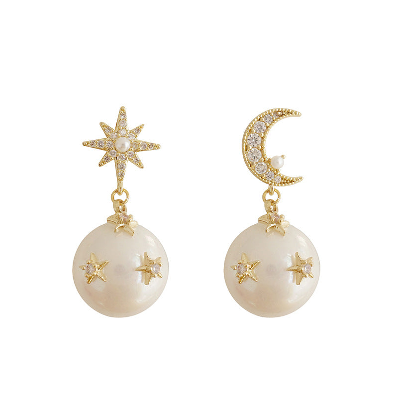 Star and Moon Pearl Earring