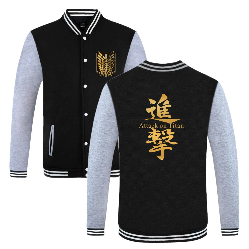 Unisex Anime Logo Printed Baseball Jacket