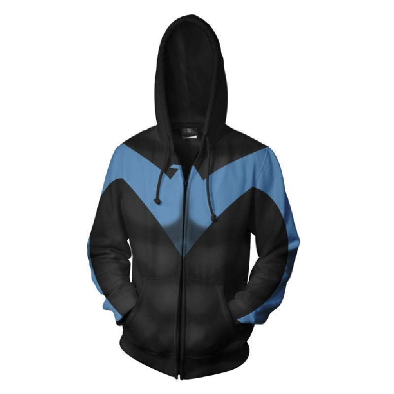 Cool Unisex Comic Nightwing 3D Zip Up Cosplay Hoodie