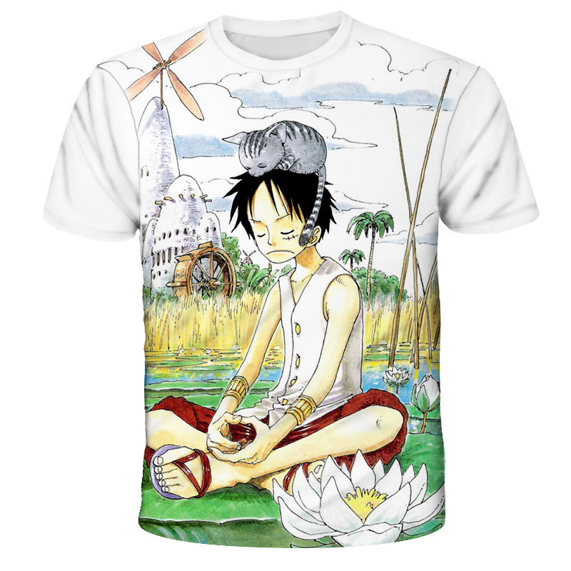 Casual Anime Digital Print Short-sleeved T-shirt