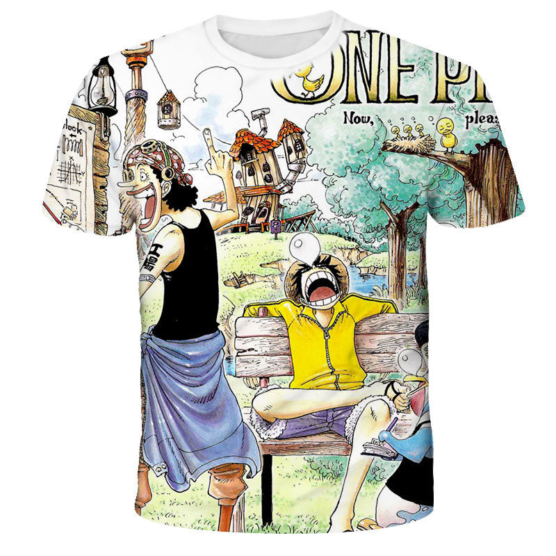 Casual Anime Digital Print Short-sleeved T-shirt