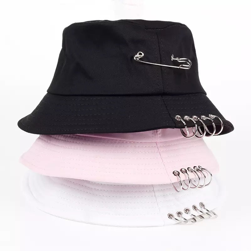 Chic Kpop Style Pin Ring Fisherman's Hat