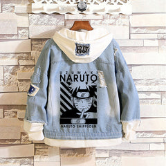 Unisex Sasuke Kakashi Anime Casual Loose Denim Jacket