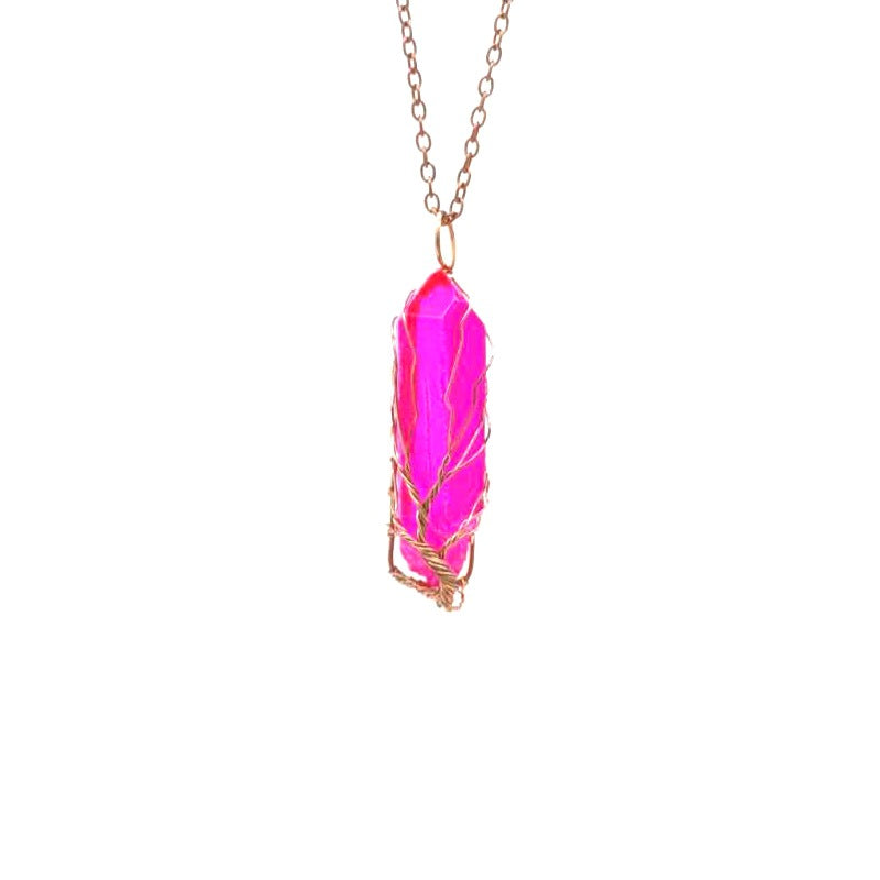 Colorful Crystal Stone Tree of Life Necklace