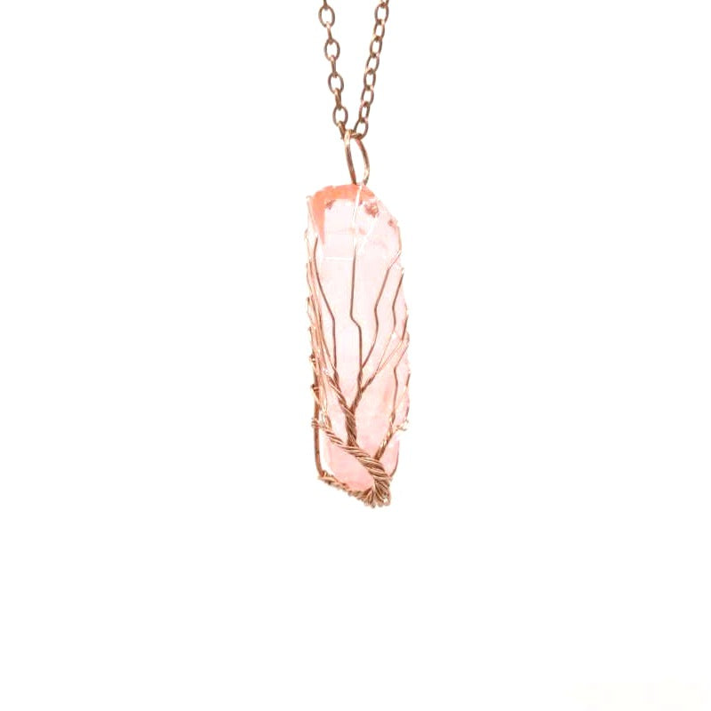 Colorful Crystal Stone Tree of Life Necklace