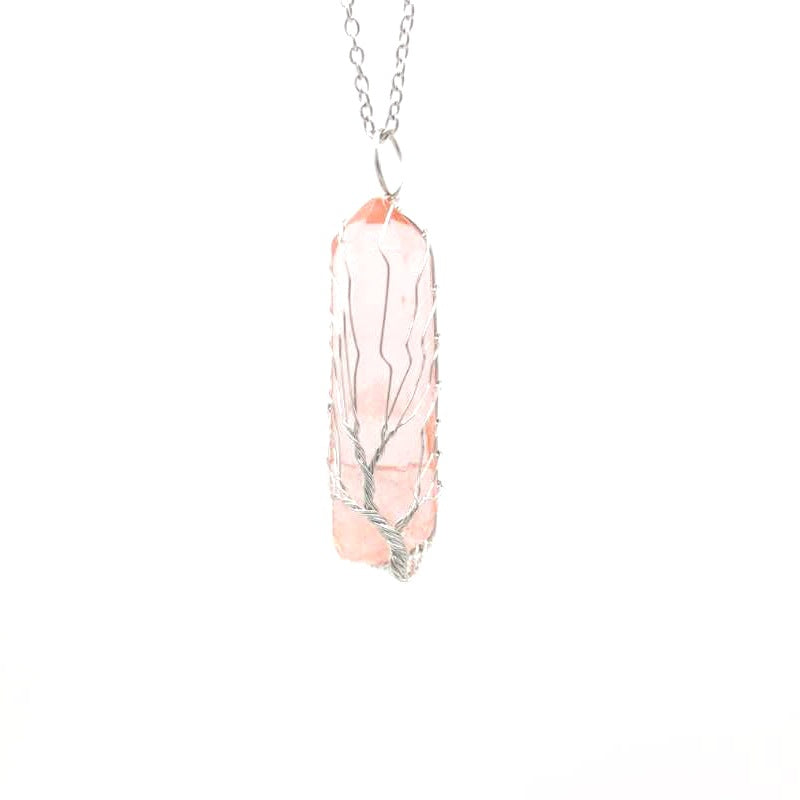 Colorful Crystal Stone Tree of Life Necklace