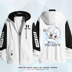 Unisex Anime Pattern Zip Up Casual Hoodie