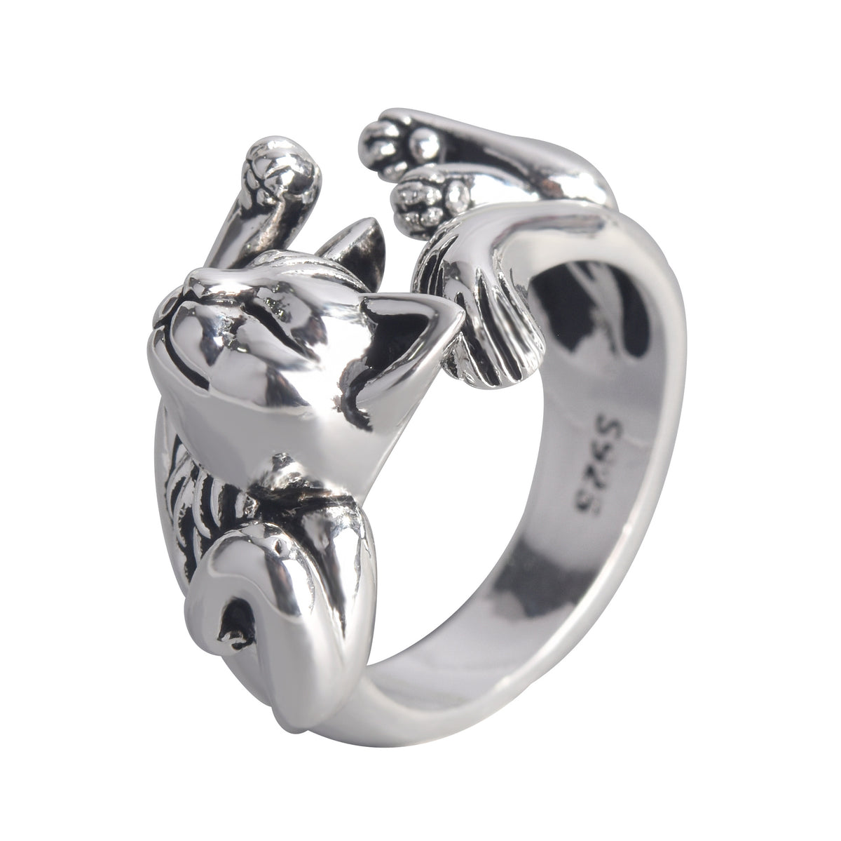 Retro Cat Totem Open Ring