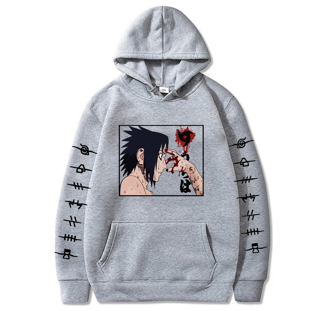 Unisex Sasuke Print Long-sleeved Casual Hoodie