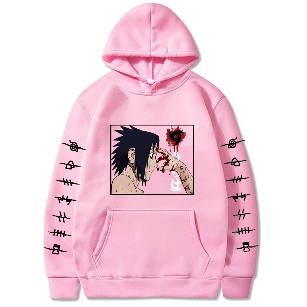 Unisex Sasuke Print Long-sleeved Casual Hoodie