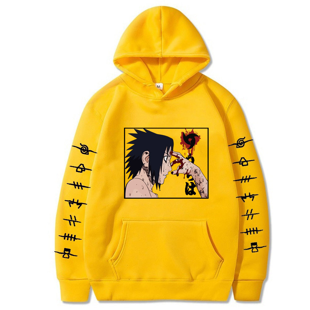 Unisex Sasuke Print Long-sleeved Casual Hoodie