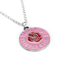 Treat People with Kindness Letter Rose Keychain Necklace