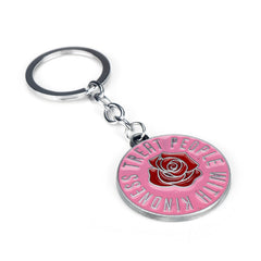 Treat People with Kindness Letter Rose Keychain Necklace