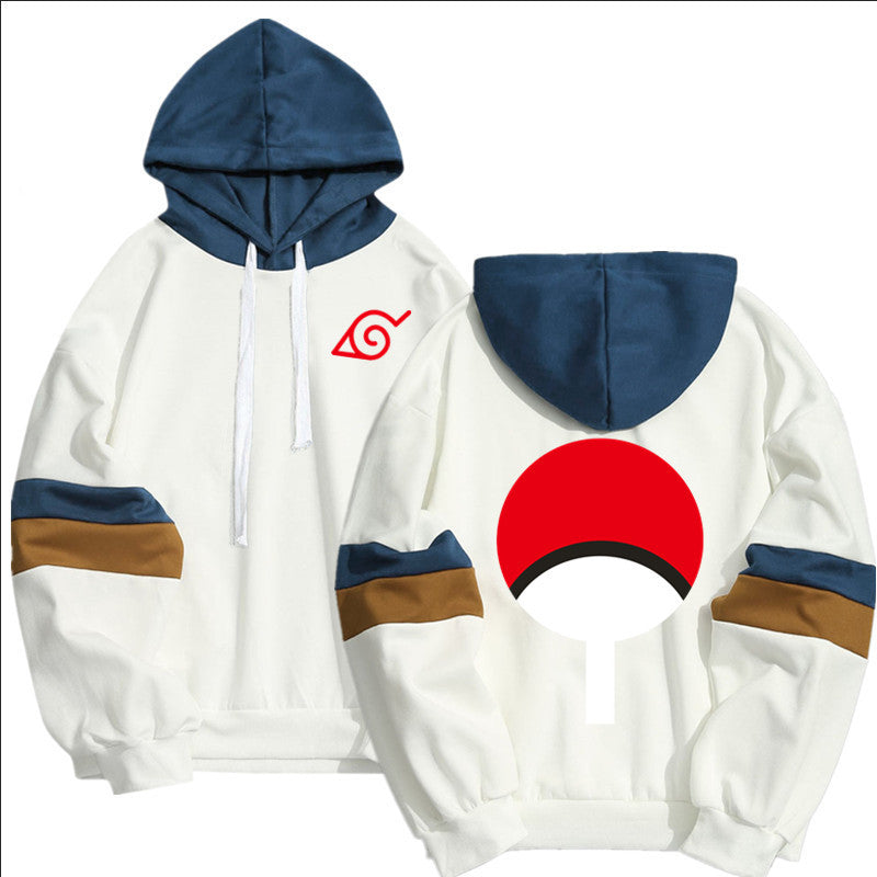 Men's Uchiha Printed Casual Color Block Hoodie