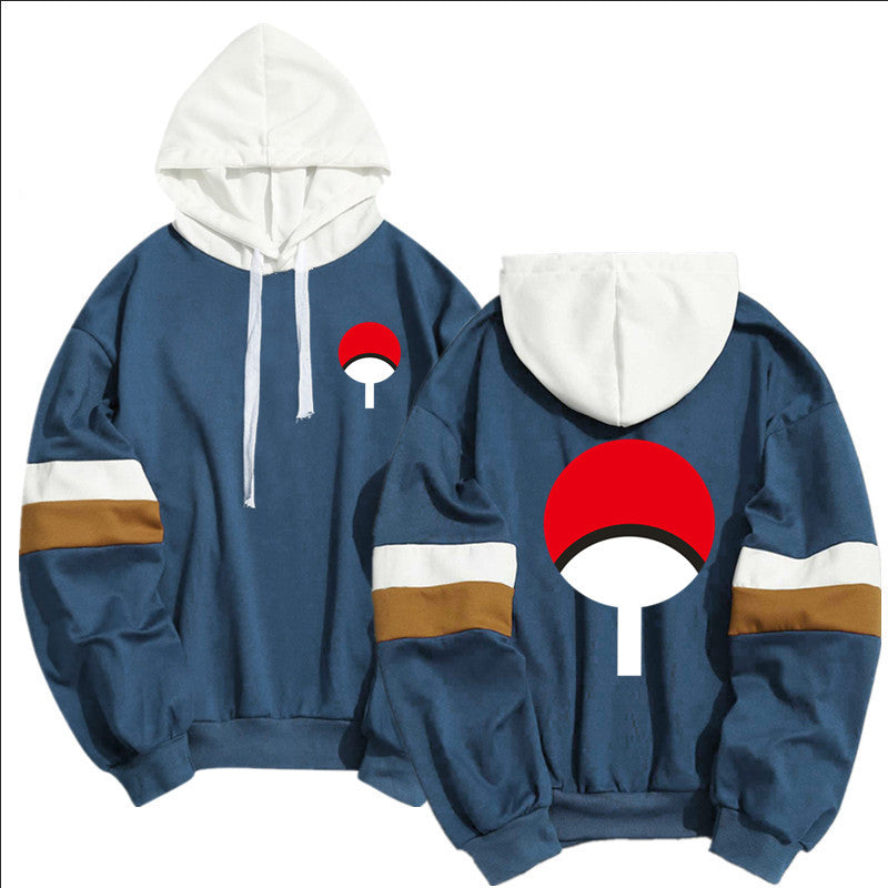 Men's Uchiha Printed Casual Color Block Hoodie