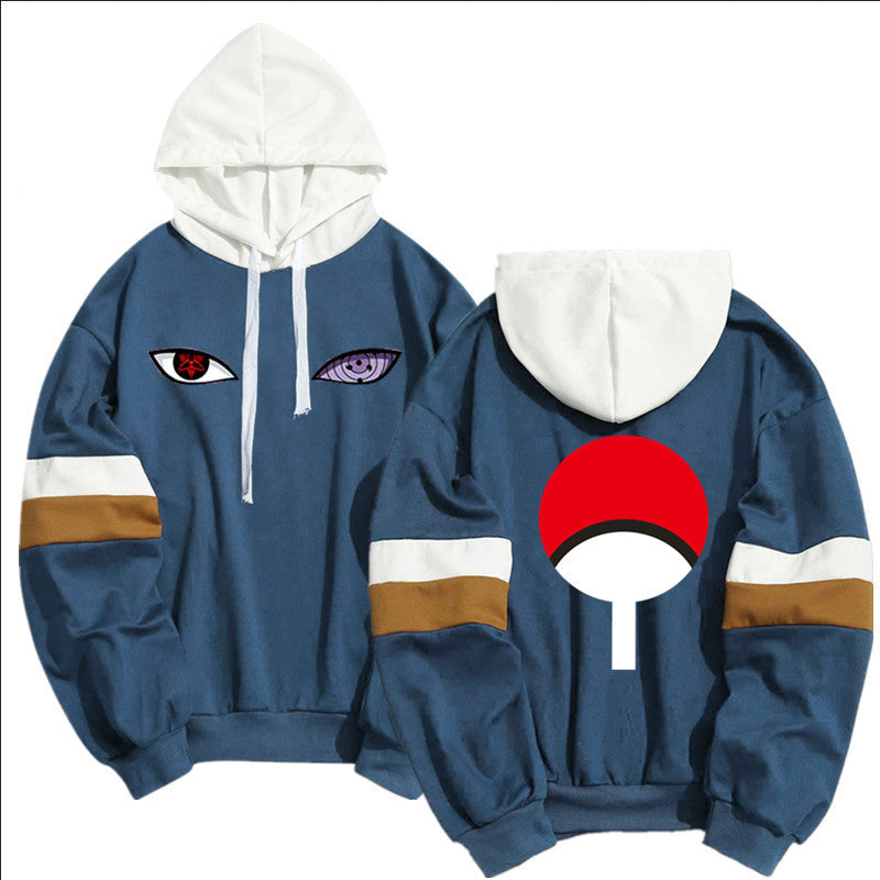 Men's Uchiha Printed Casual Color Block Hoodie