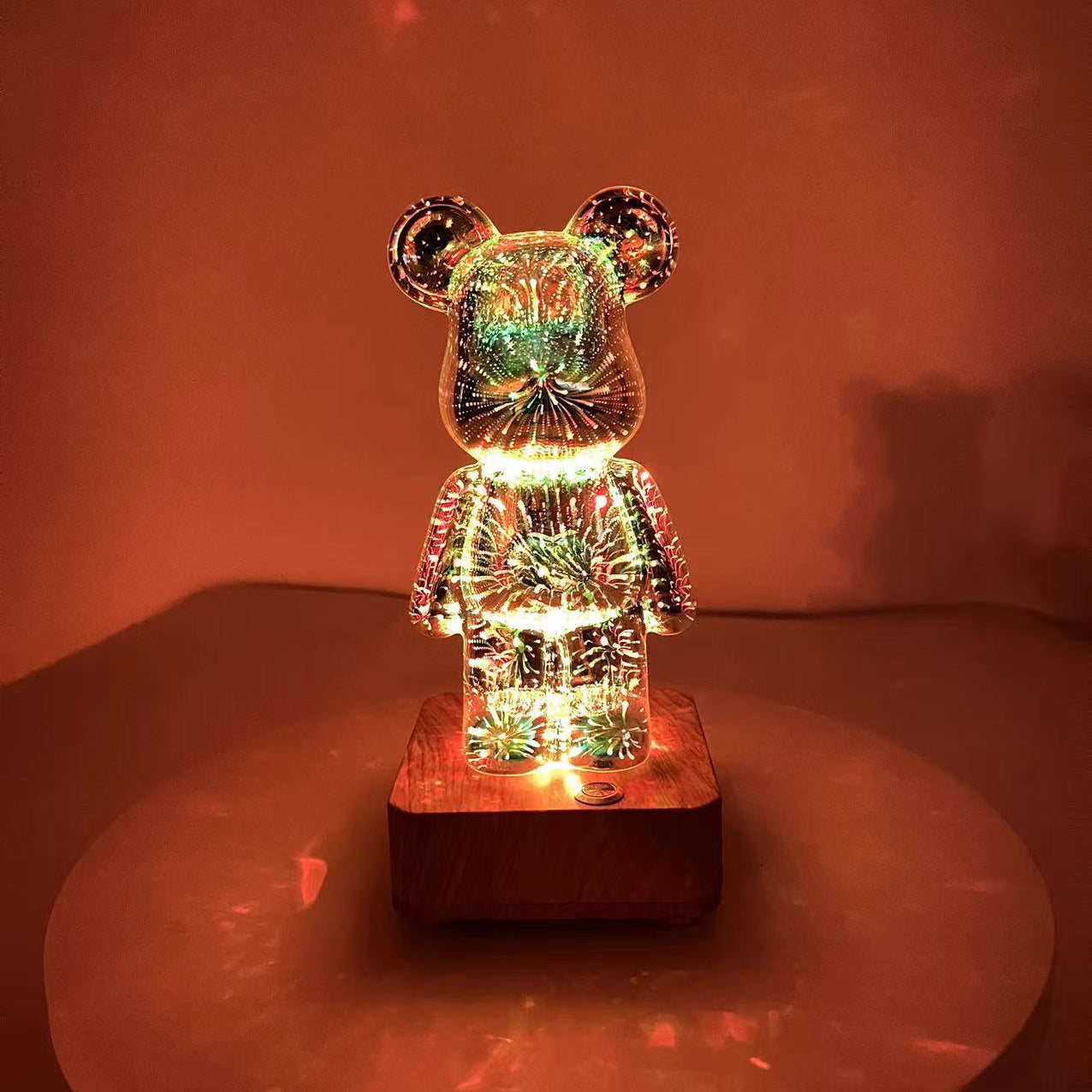 3D Fireworks Bear Glass Led Lamp