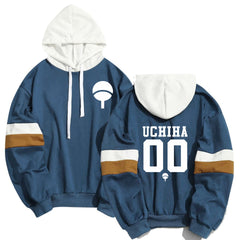 Men's Uchiha Printed Casual Color Block Hoodie