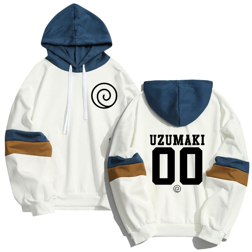 Men's Uchiha Printed Casual Color Block Hoodie