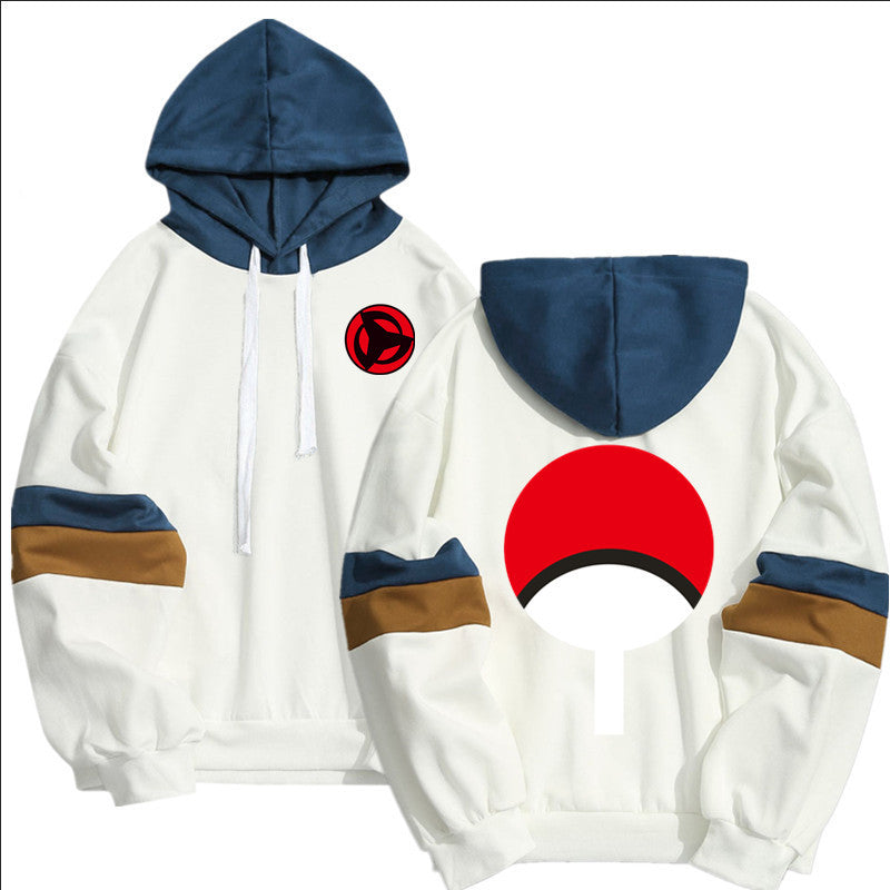 Men's Uchiha Printed Casual Color Block Hoodie