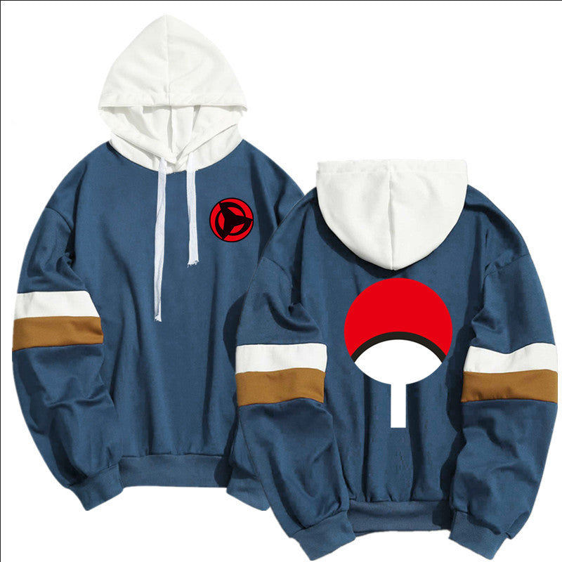 Men's Uchiha Printed Casual Color Block Hoodie