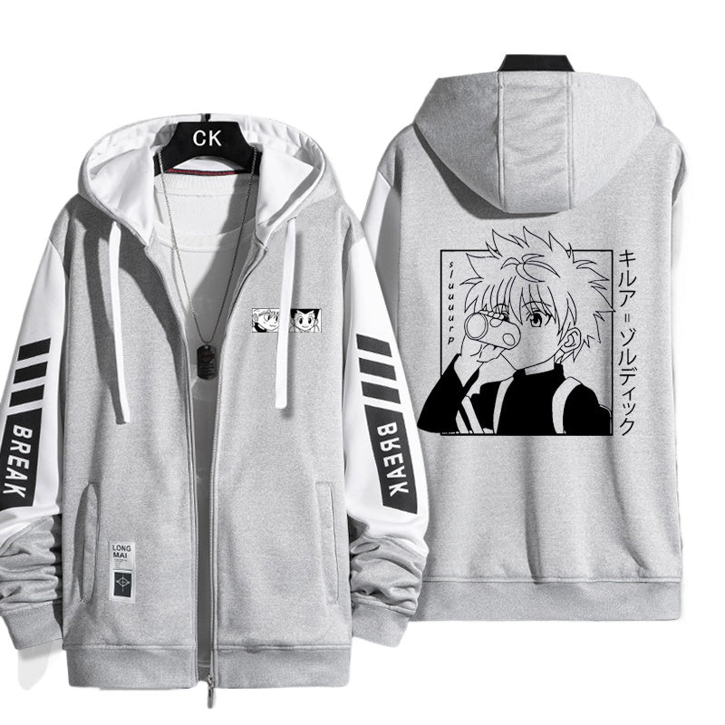 Unisex Anime Graphic Zipper Hooded Jacket