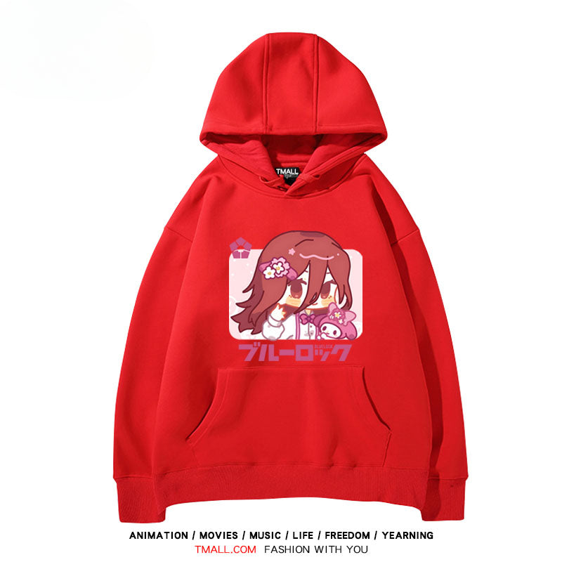Cute Anime Printed Drawstring Hoodie